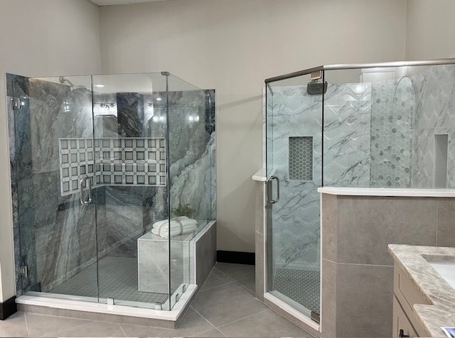 Finished bathroom remodel with glass shower