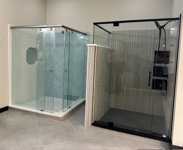 Walk in glass shower install