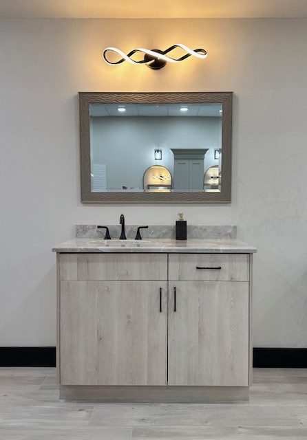 Bathroom vanity and mirror display